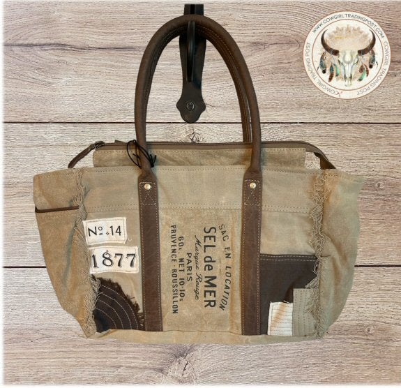 Myra Bag Recycled Upcycled Canvas Tote French Countryside